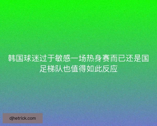 韩国球迷过于敏感一场热身赛而已还是国足梯队也值得如此反应